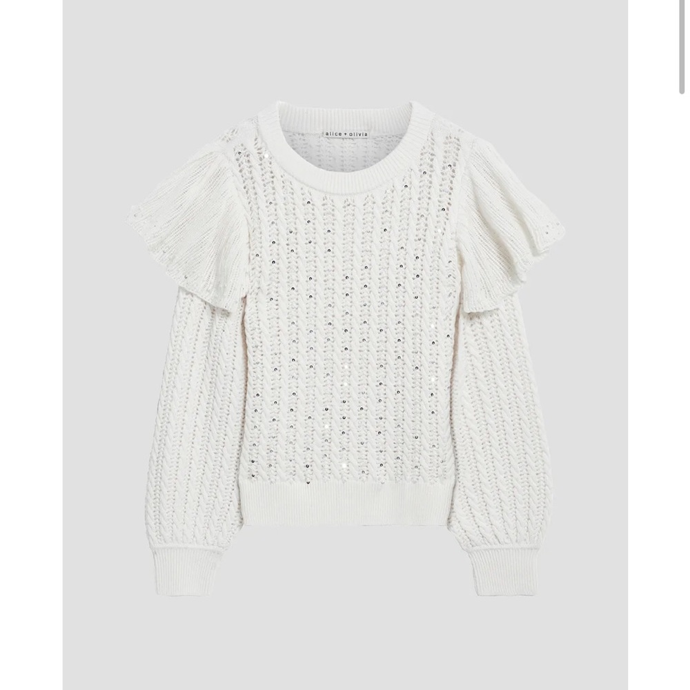 Alice + Olivia White Crew Neck Sweater